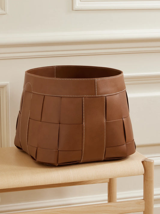 Hailey Small Woven Leather Basket