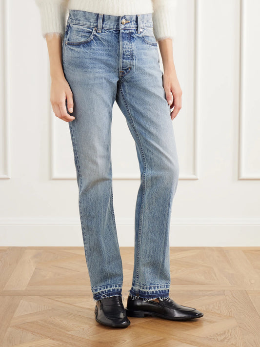 RÙADH The Olympia Frayed Faded Low-rise Slim-fit Jeans