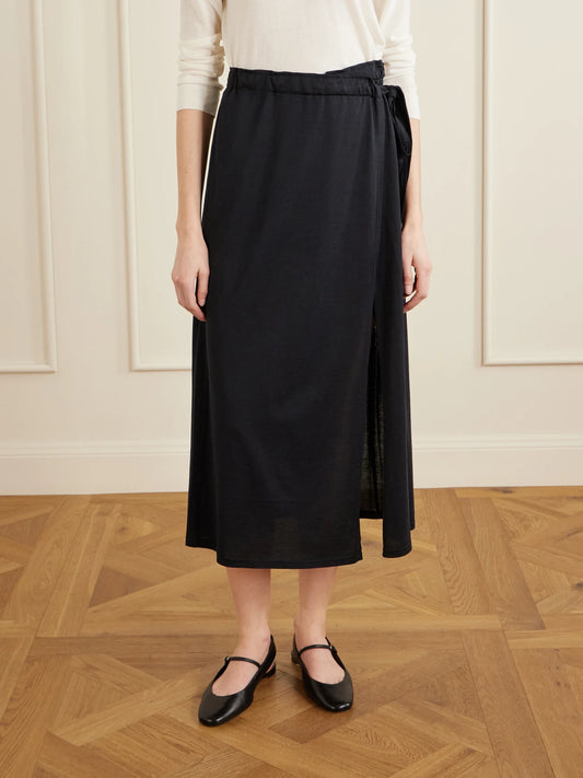 Organic Cotton And Silk-blend Wrap Midi Skirt