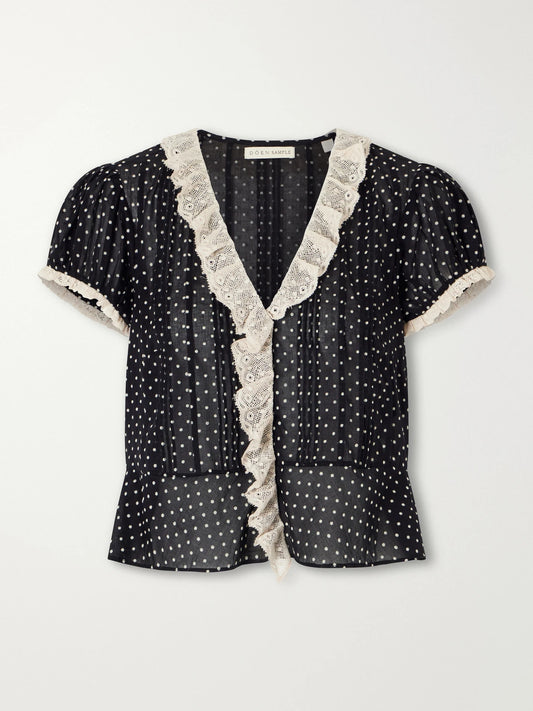 DÔEN Orella Lace-trimmed Organic Cotton-voile Blouse