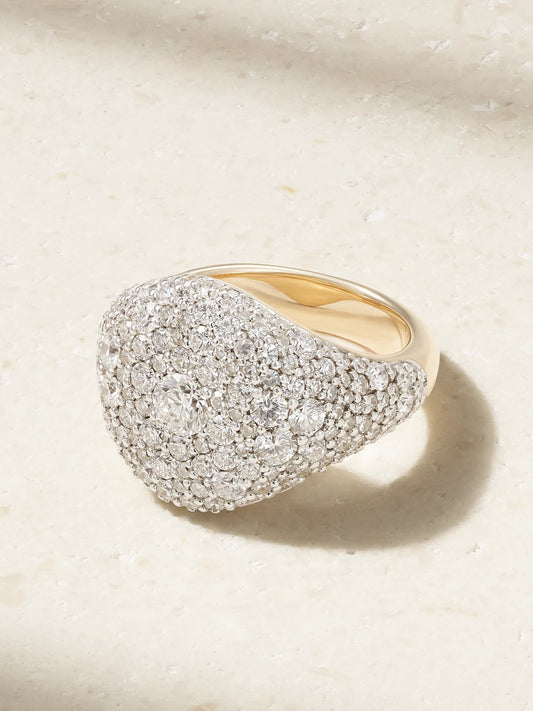 Signature 14-karat Gold Diamond Signet Ring