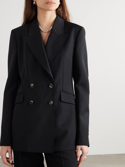 Angela Double-breasted Wool-crepe Blazer