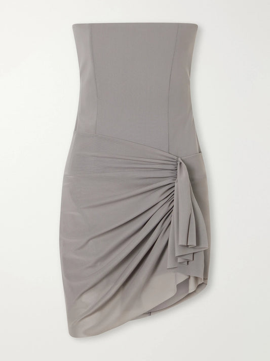Alex Perry Strapless Gathered Powermesh Mini Dress