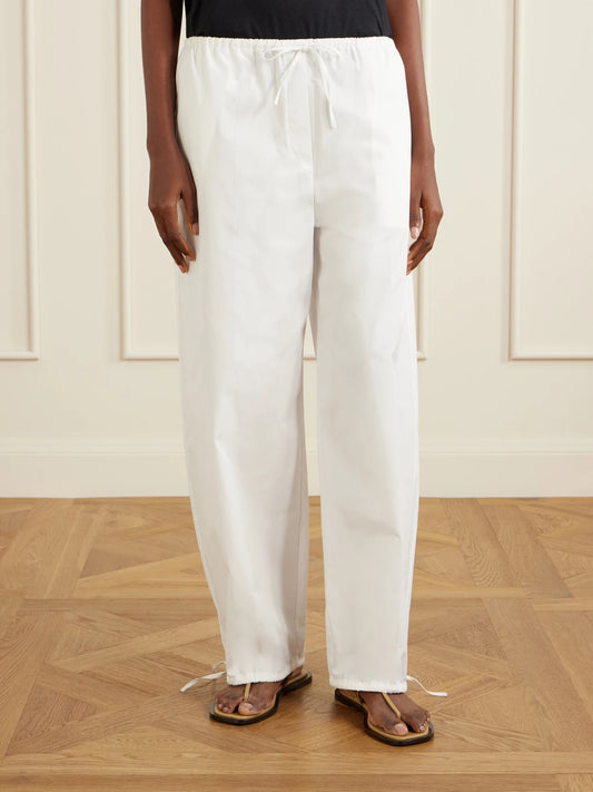 Cotton Wide-leg Drawstring Balloon Pants