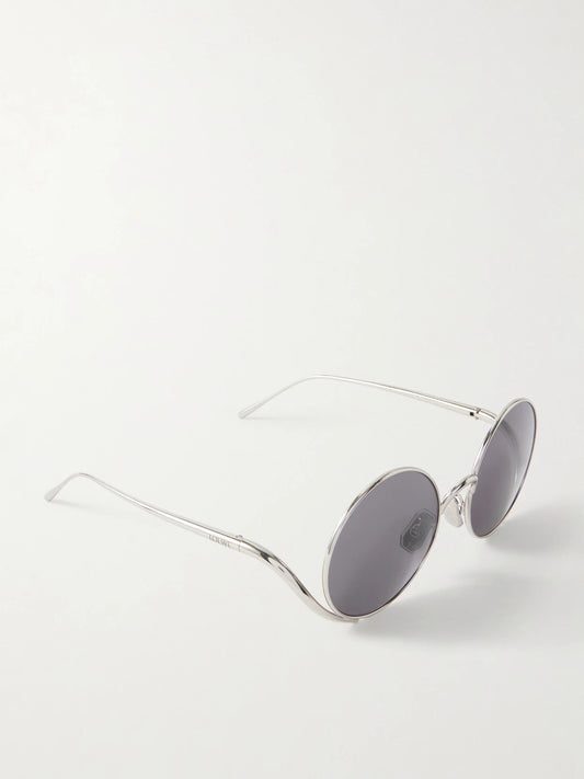 Loewe Round-frame Silver-tone Sunglasses
