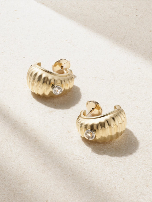 9-karat Gold Topaz Hoop Earrings