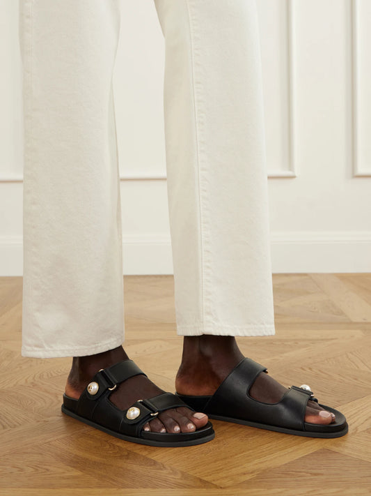 Fayence Embellished Leather Slides
