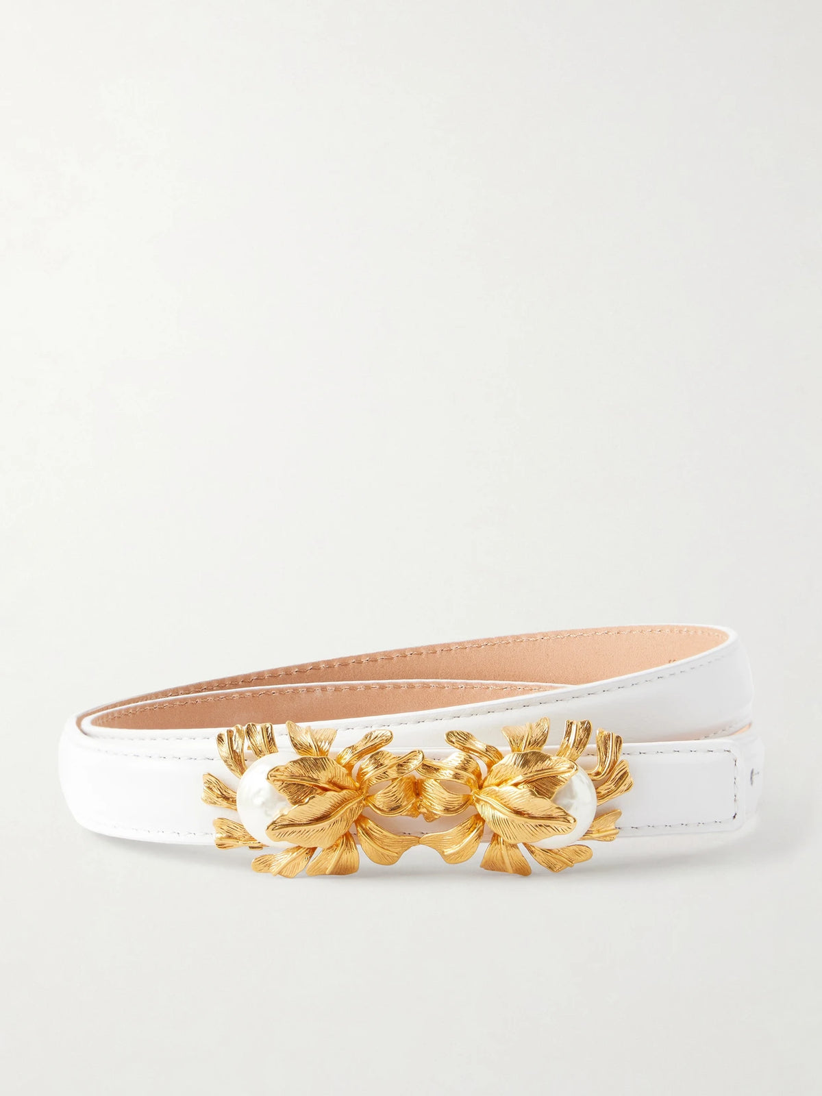 Moonflower Embellished Leather Belt