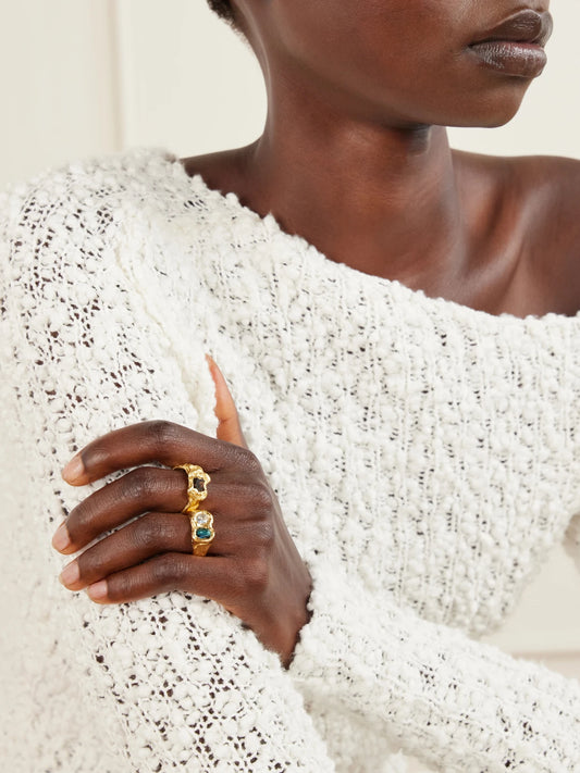 Ola Gold-plated Sterling Silver And Smoky Quartz Ring