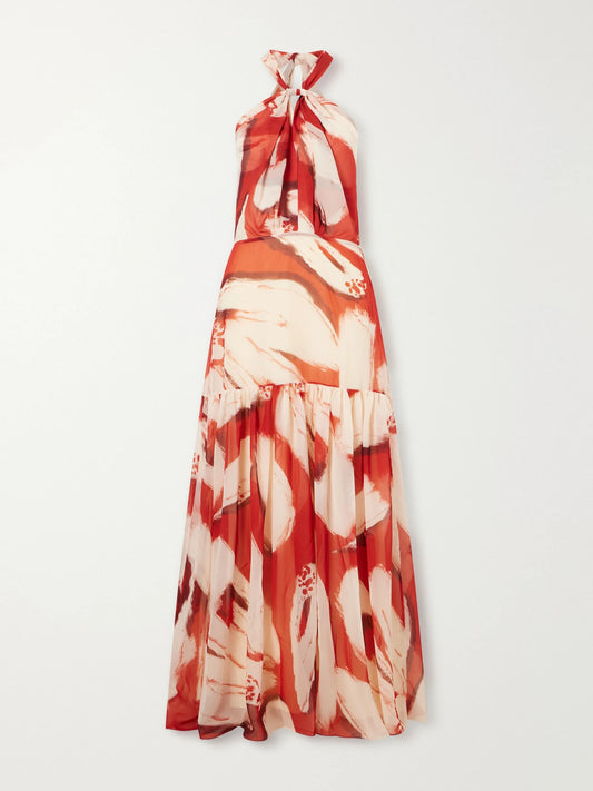 Andres Otalora Un Martini Floral-print Chiffon Maxi Dress