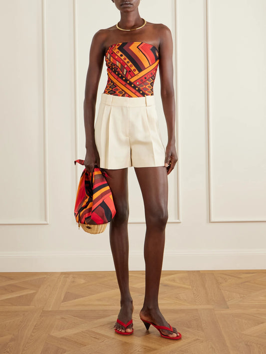 PUCCI Picnic Embellished Bamboo-trimmed Silk-twill Clutch