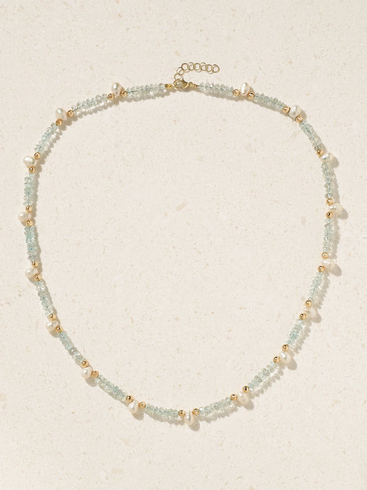 JIA JIA Gold, Aquamarine And Pearl Necklace