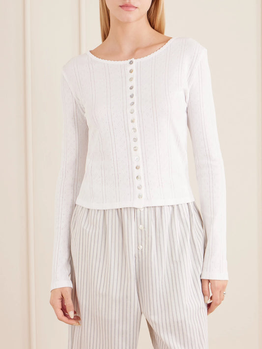 Pointelle-knit Cotton-jersey Cardigan