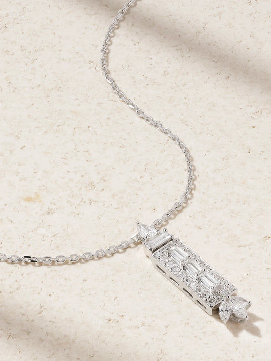 YEPREM 18-karat White Gold Diamond Necklace