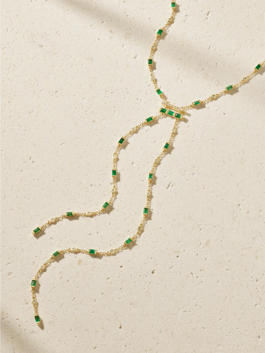 SHAY 18-karat Gold, Emerald And Diamond Necklace