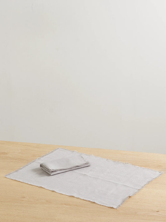 Frayed Linen Placemat And Napkin Set