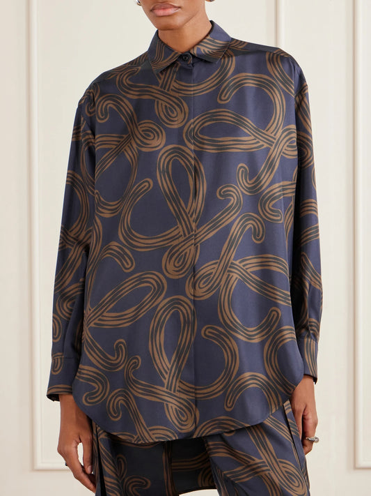 + Paula's Ibiza Anagram-printed Silk-twill Shirt