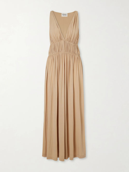 Ouida Gathered Jersey Maxi Dress
