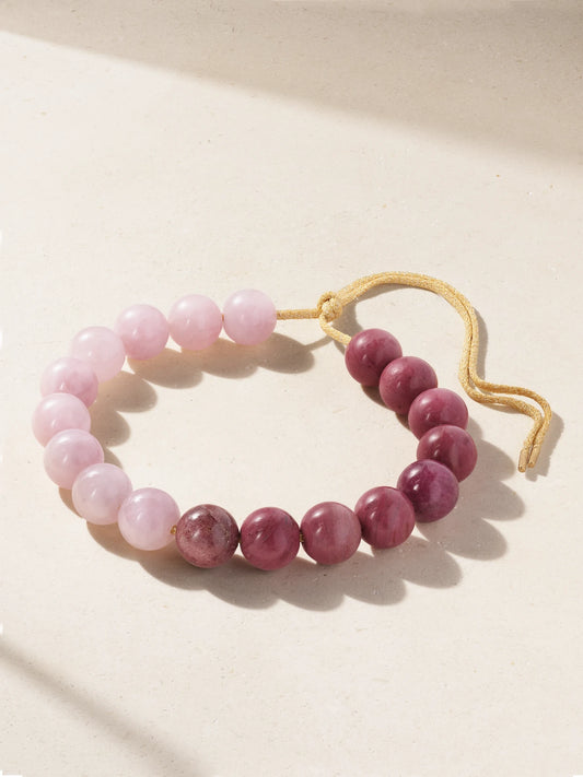 Bowery Downtown 18-karat Gold, Rhodonite, Quartz And Lurex Necklace