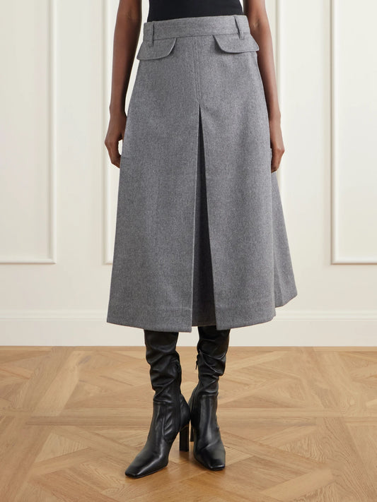 Co Pleated Wool And Cashmere-blend Midi Skirt