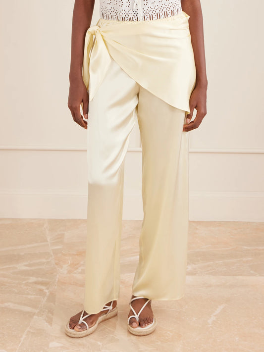 Lavona Tie-detailed Silk-satin Wide-leg Pants
