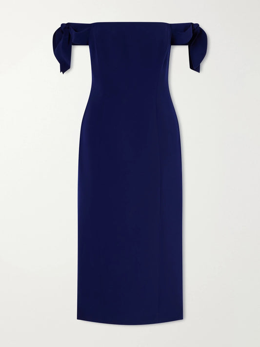 Carolina Herrera Off-the-shoulder Crepe Midi Dress