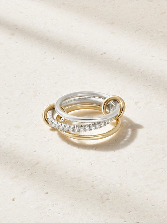 Tigris Sterling Silver, 18-karat Gold And Diamond Ring
