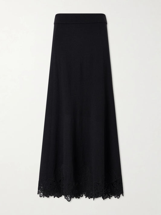 Zimmermann Valiant Lace-trimmed Wool Midi Skirt