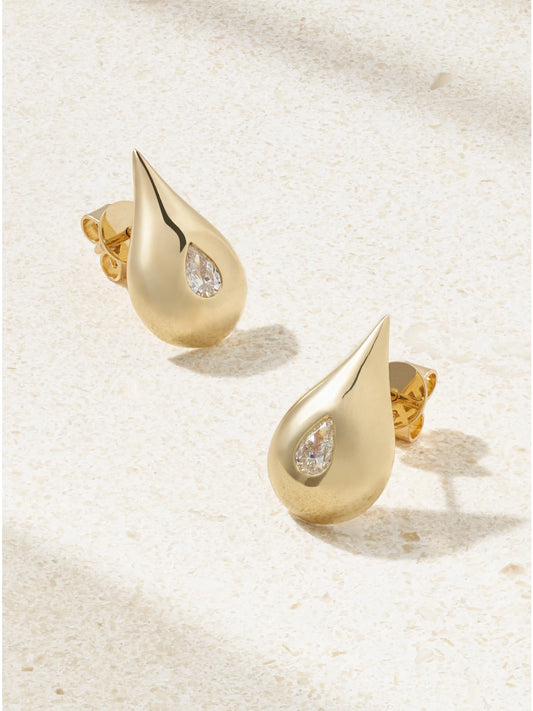 Water Droplet 14-karat Gold Diamond Earrings