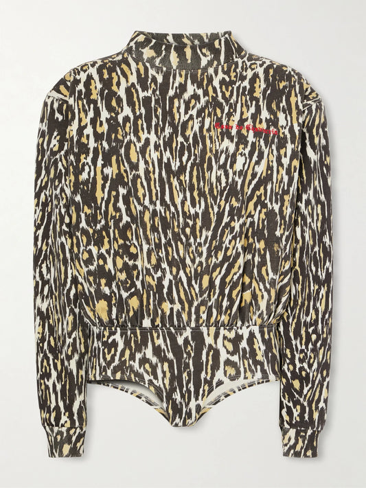 Willy Chavarria Cheetah Logo-embroidered Print Cotton-jersey Bodysuit
