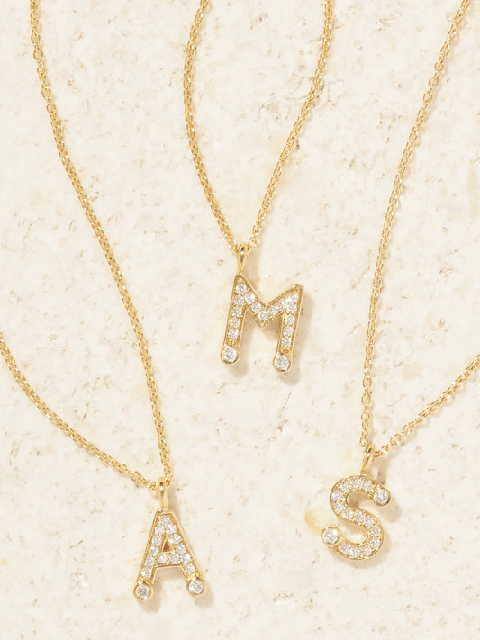 Simple Letter 18-karat Recycled Gold Diamond Necklace