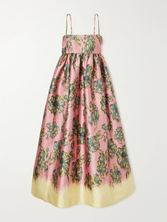 ALÉMAIS Faye Tie-detailed Floral-print Twill Midi Dress