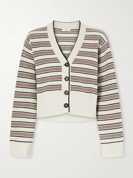 Stripe Cotton-blend Cardigan