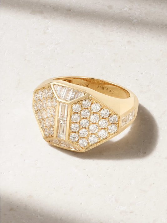 Hive 18-karat Gold Diamond Ring