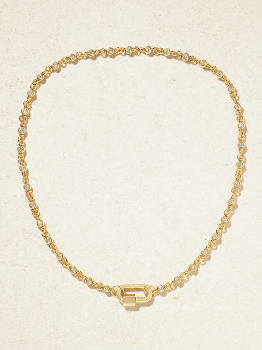 Rolling Cans Chain + Chubby Babylock 18-karat Gold Diamond Necklace