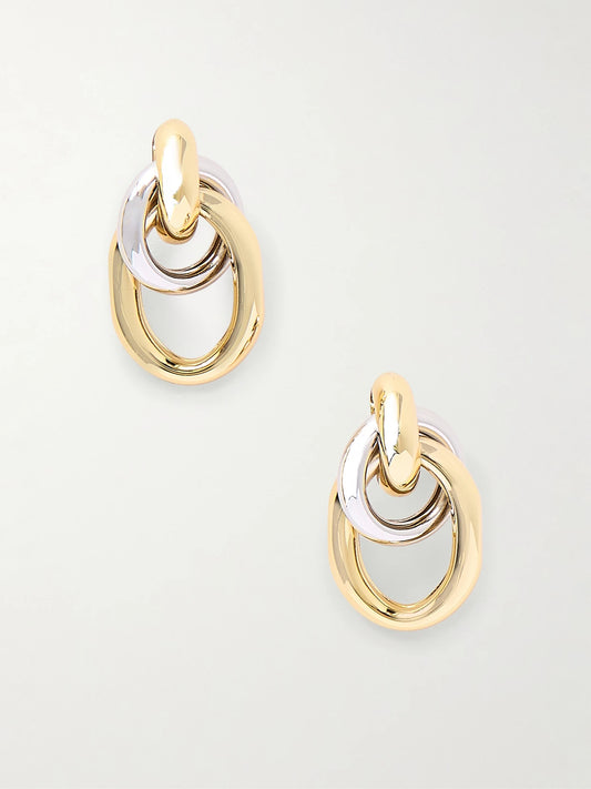 Two Tone Ami Gold And Rhodium-plated Earrings