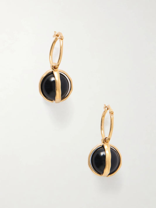 Gold-tone Onyx Earrings