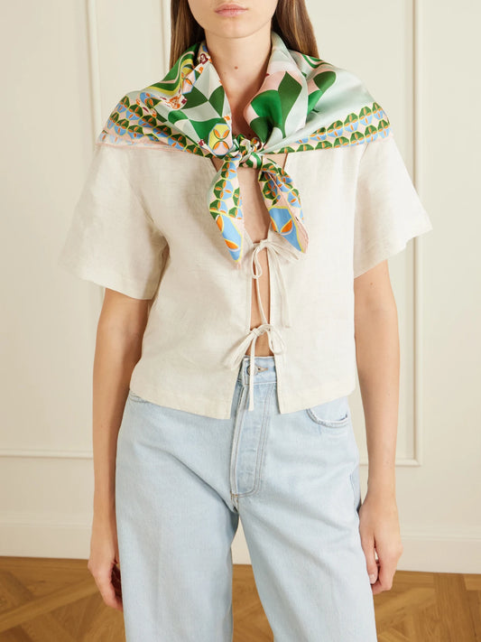 Alessandra Printed Silk-twill Scarf