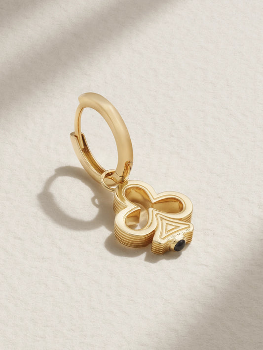 Clover Baby Convertible 18-karat Gold Sapphire Single Hoop Earring