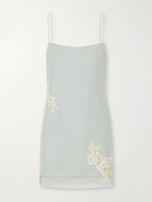 SIR. Noria Lace-trimmed Silk Crepe De Chine Mini Dress