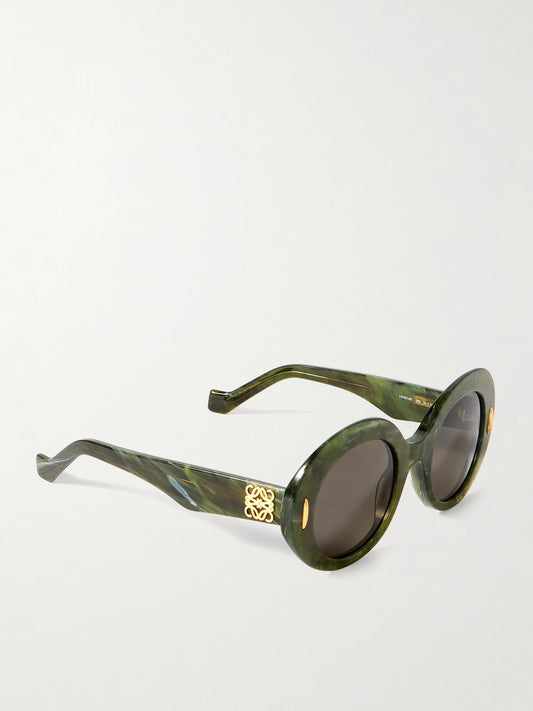 Loewe Round-frame Marbled Acetate Sunglasses