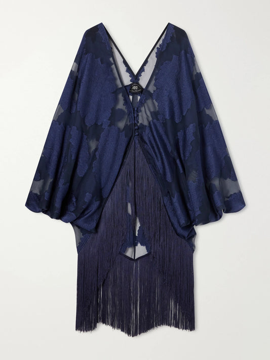 Taller Marmo 1920 Fringe-trimmed Silk-chiffon Fil Coupé Blouse