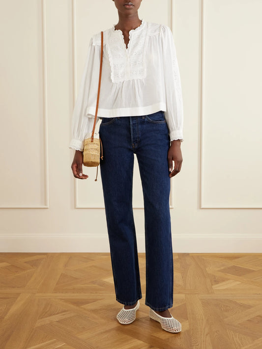 MUUÑ Minette Leather-trimmed Raffia Shoulder Bag