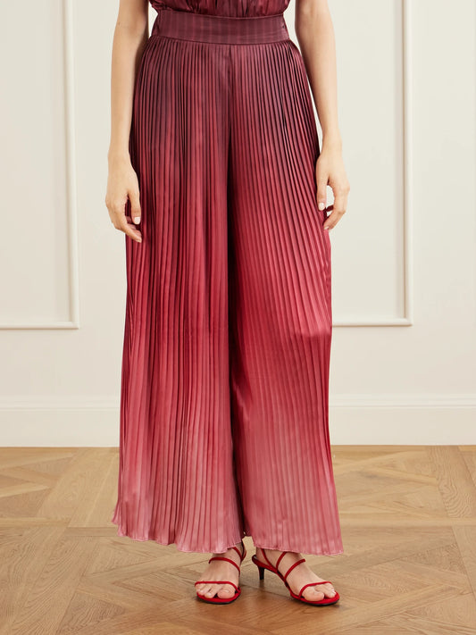 Ombré Plissé-taffeta Wide-leg Pants
