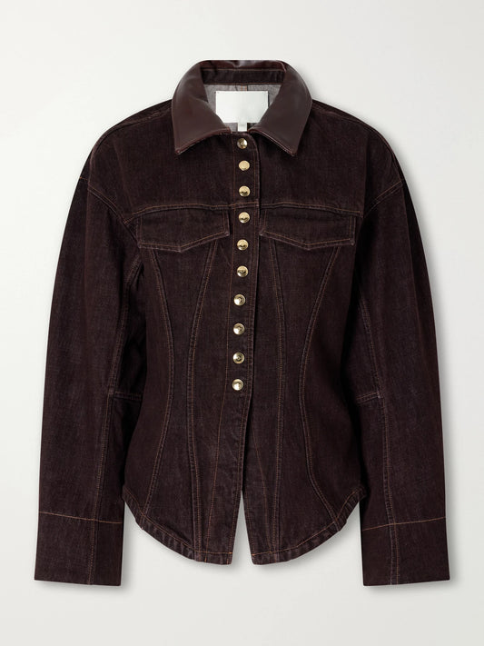 RÙADH The Lennox Paneled Leather-trimmed Denim Jacket