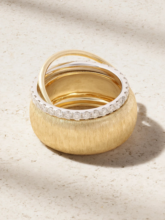 Un Deux Trois 9-karat Yellow And White Gold Diamond Ring