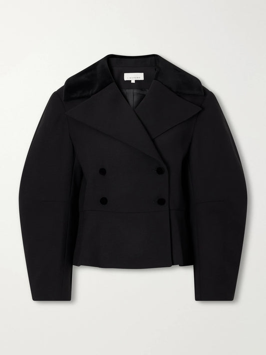 LIBEROWE Jiani Double-breatsted Velvet-trimmed Wool-crepe Jacket
