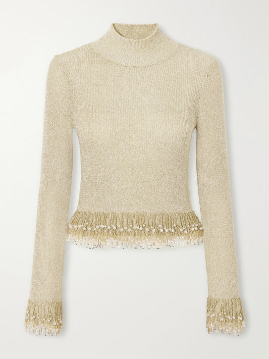 SIMKHAI Tali Bead-embellished Bouclé Top