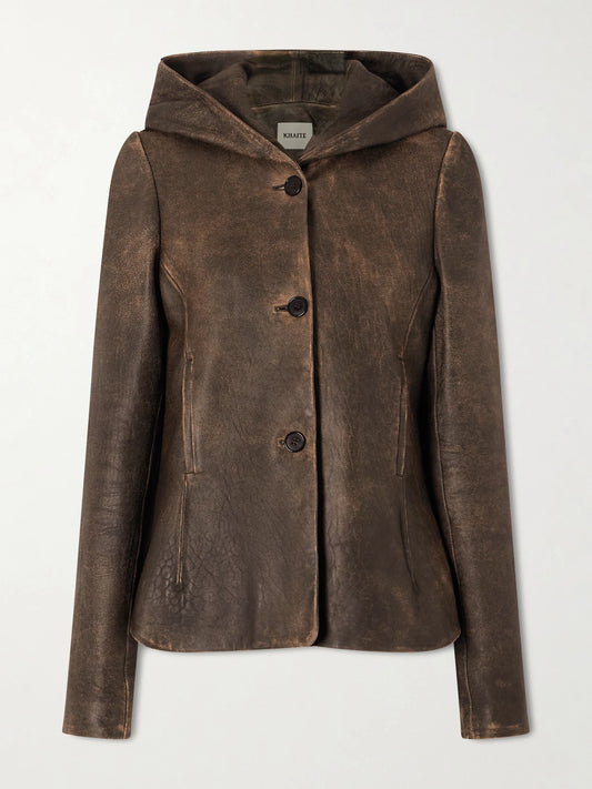June Hooded Leather Jacket