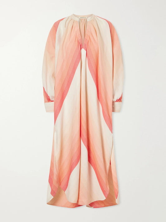 Marrakshi Life The Smock Striped Cotton Midi Dress